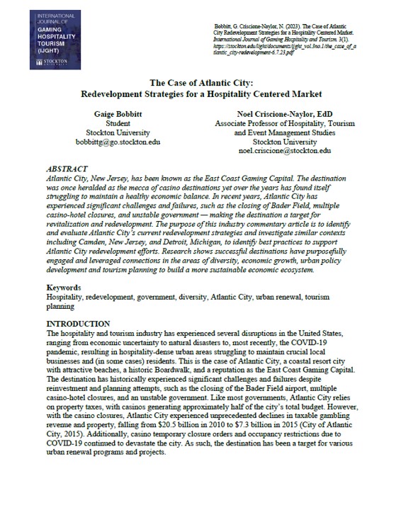 Cover - The Case of Atlantic City Redevelopment Strategies 